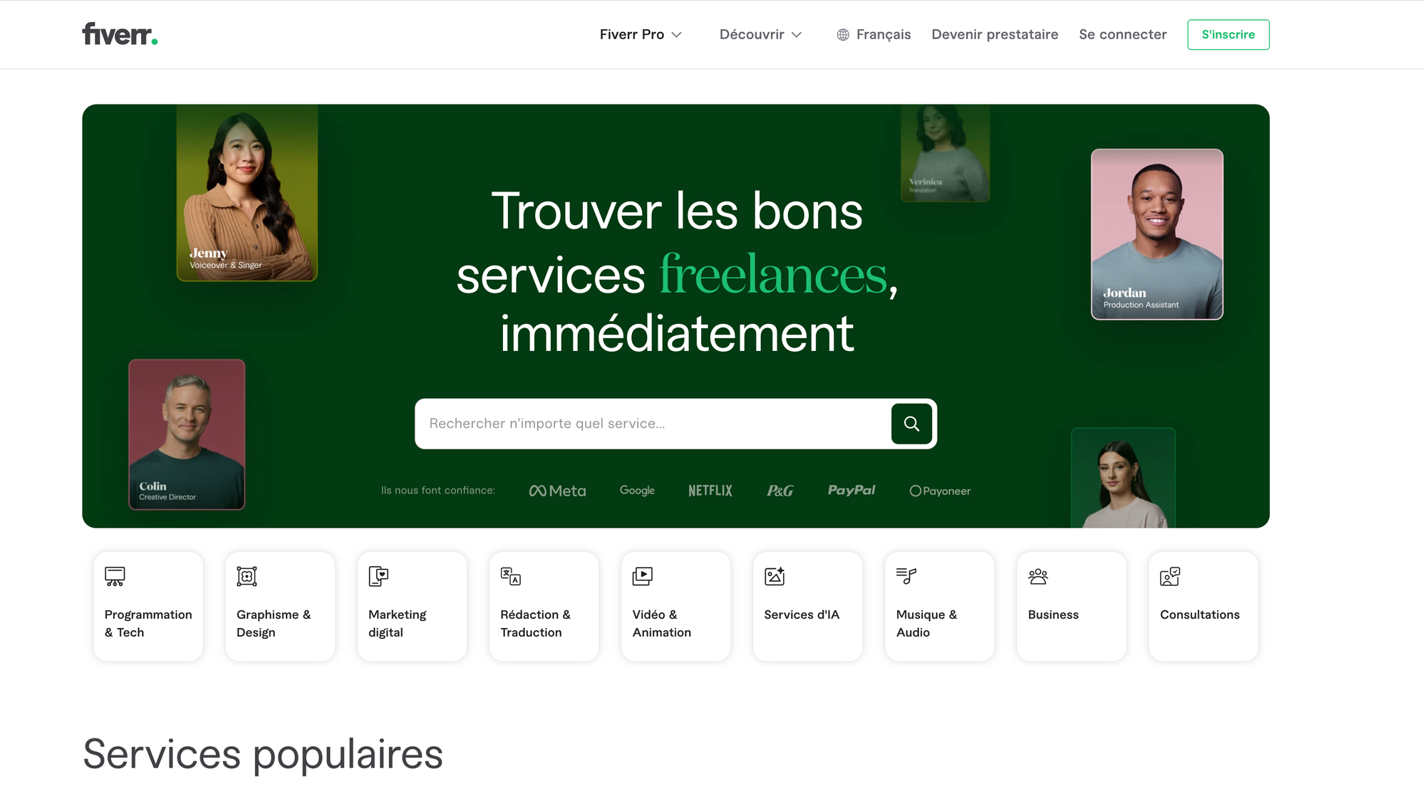 Page accueil Fiverr