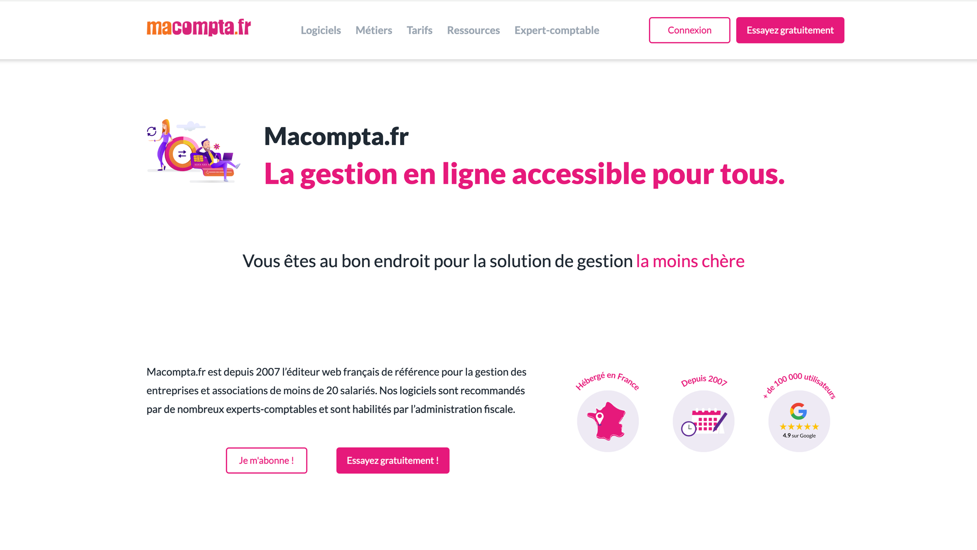 Page accueil Macompta.fr