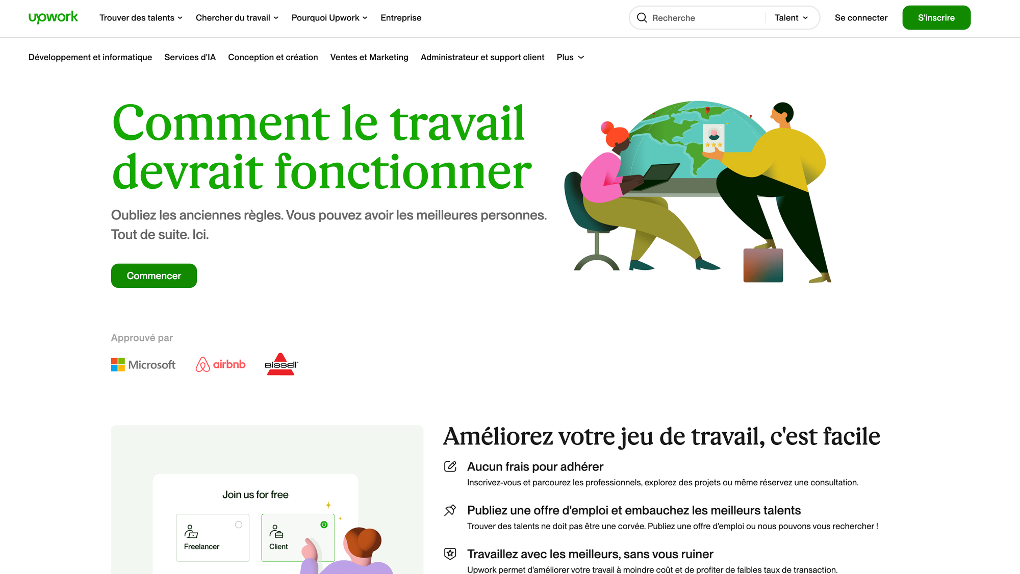 Page accueil Upwork